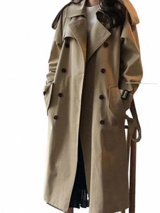 Jackor för kvinnor 2023 Trench Coat for Women Lapel Double Row Butt LG Windbreaker Coat Ny in Outwears Female Clothing Tops A5me#