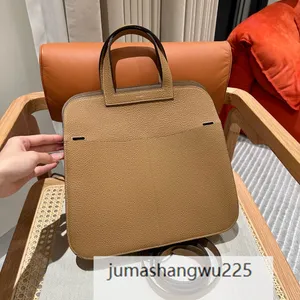 Borsa a tracolla in pelle di vacchetta TC color tè al latte Halzan31cm di alta qualità 12A di design di lusso cucita a mano Borsa a tracolla