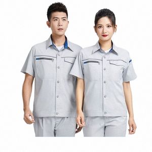 summer Elastic Work Clothing Breathable Bamboo Working Uniforms Workshop Auto Repairman Worker Coveralls Anti Static Work Wear4x l93N#