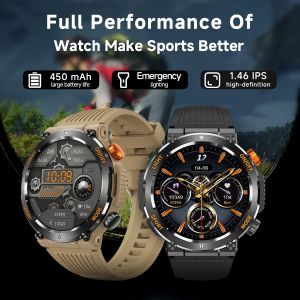 V68 Açık Smartwatch 1.46 '' IPS ekran Pusula Kalp Hızı Monitörü Uyku İzleyici Saatler Birden Fazlı Mod Fitness Saat