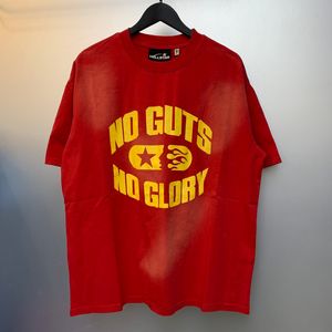 2024ss Tee Homens Mulheres T-shirt Ligeiramente Oversize Impressão Manga Curta Camisetas Vermelho-Cor