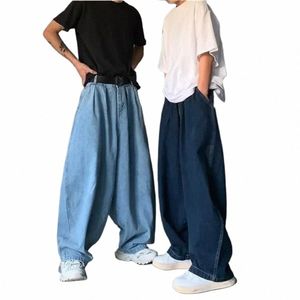 Jeans da uomo Gamba larga Denim Cargo Jean Pantaloni larghi Jeans larghi dritti da uomo hip hop Streetwear Skateboard Pantaloni in denim neutro Y041 #