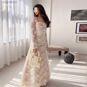 Urban Sexy Dresses Qanz Luxury Dubai Evening Dress Long Sleeves Mermaid Spets Appliques Wedding Party 2024 Golvlängd Mantel Bendkleider YQ240329