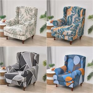 Stol täcker nordisk vinge geometrisk singel soffa täcker sträckt tryckt wingback fåtölj slipcover med sittdyna hem