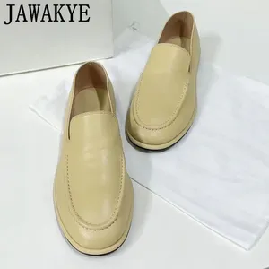 Casual Shoes Simple Designer Classic Brand Flats Loafers Spring Girls 'Lazy Mules Round Toe Flat Heel Soft äkta läder Mujer