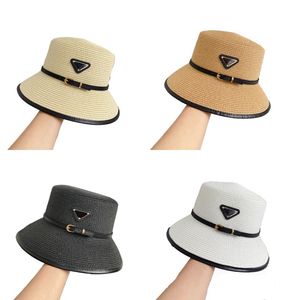 Chapéu de balde de charme para homem mulher banhado a ouro triângulo carta couro proteção solar designer kintted chapéus requintados gorras cor misturada chapéu de sol sólido aba larga ga0132 C4