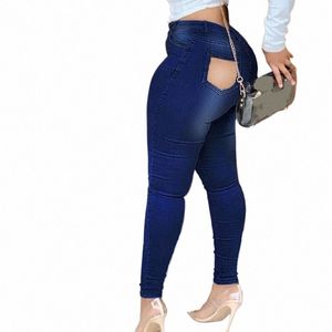 plus Size Sexy Buttock Ripped Holes Stretchy Skinny Jeans 4XL Street Night Club Women Push Up Butt Distred Denim Pencil Pants O3K1#