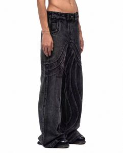 Punk Hip Hop Jeans Män kvinnor 2023 Streetwear Coastal Workwear Ripped Style Loose Wed Clothes Men's Floor Mop Pants I5QB#