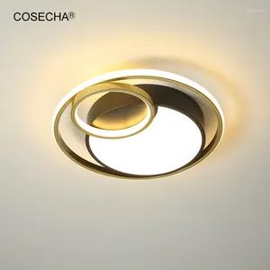 Taklampor svart rund led lampa guld spolmontering ljus dia42/52 cm modern sovrum interiör dimbar deco