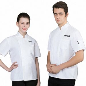Uniforme de chef para homens e mulheres com logotipo restaurante persalizado cozinhar roupas camisa mangas jaqueta funciona design superior padrão de impressão t2JI #