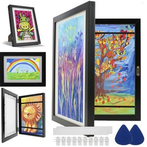 Frames Kids Art Frame Conjunto A4 Po de abertura frontal Com Stand Wooden Kid Artwork Painting Display para 100 Pictures Organizer