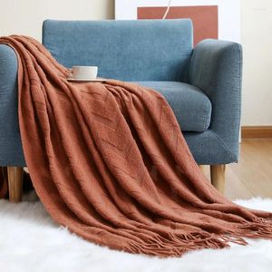 Blankets Knitted Blanket Winter Thick Chunky Thread For Bed Sofa Grey Blue Air Condition Stripe Throw El Home Decor