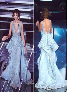 Madalina Ghenea Celebrity Dresses 2016 Sanremo Sexy Sheer Neck Major Beading Beading Alineイブニングドレス