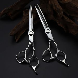 Professional Japan 440C Steel 65 SCISSOR SILVER HÅR SCISSORS Haircut Thinning Barber Cutting Shears Frisörning 240315