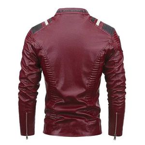 Jaqueta masculina de couro falso de couro vintage para motocicleta 2021