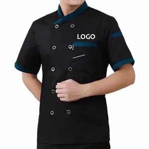 design/custom logo chef top coat catering short-sleeved top work clothes restaurant uniform coat butt kitchen chef clothes W8KU#