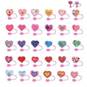 animali amore cuore toppers di paglia in silicone accessori ciondoli di copertura riutilizzabile a prova di schizzi tappo antipolvere decorativo 8mm / 10mm festa di paglia