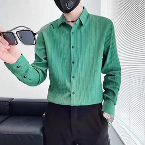 Men's Dress Shirts Man Tops Business Clothing Graphic And Blouses For Men Plain Striped Green High Quality Slim Fit Regular Social Xxl Cool