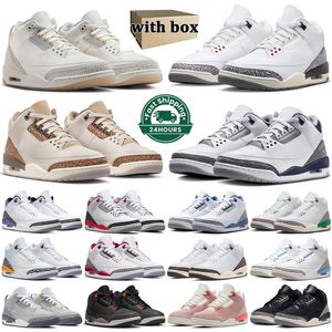 Con box 3s jumpman 3 scarpe da basket uomo donna White Cement Reimagined Avorio Midnight Navy Palomino Wizards Fire Red Fear scarpe da ginnastica da uomo all'aperto sneakers taglia 36-45