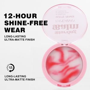 Matte Primer Face Pressed Powder Cream Natural Full Coverage Waterproof 12 Hours Oil Control Concealer Setting Powder with Puff