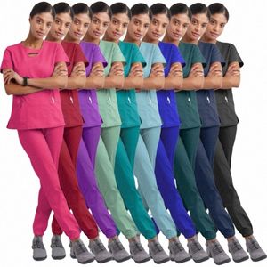 Nya designsjukhusskrubbar Set Nursing Spandex och Stretch Medical Uniforms Nurse Uniform Fit Scrubs Women Scrubs Set W4RB#