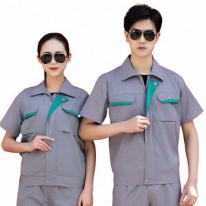 Abbigliamento da lavoro estivo Uniformi da officina di fabbrica Maniche corte Traspirante Durevole Riparatore automatico Tute da lavoro Plus Size 4XL X8tT #