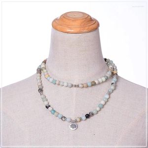 Strand Lotus Yoga Pendant Mala Natural Stone Bracelet 108 Buddha Bead Amulet Necklace & Unisex Daily Jewelry Wedding Gift