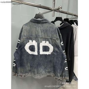 Hohe Version Herbst Neue Ärmel BB Graffiti Buchstabe B Familie Paar Lose Lässige Winter Denim Jacke für Männer und Frauen