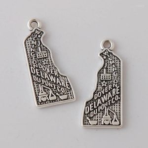 Charms Alloy State of Delaware Map Dover City Pendant 12 27mm 50st AAC588