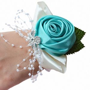 Seide Hochzeit FRS Broschen Boutniere Handgelenk Corsage Bracelet für Brautjungfer Hochzeit Ehe Bräutigam Gäste Accory o9ni#