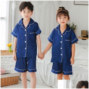 Pyjamas Einzelhandel Kinder Seide Sommer für Mädchen Kinder Pyjamas Softy Jungen Nachtwäsche Baby Kleidung Pyjama Set Drop Lieferung Mutterschaft Dhsfl