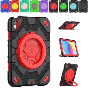 For IPad 10th Gen 10.9 inch Case Handle Grip 360 Rotating Kickstand Shockproof Silicone Protective Cover Kids Safe iPad Cases with Shoulder Straps +Screen PET Film