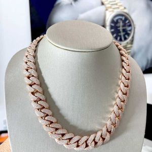 S Silver Necklace 20mm Silver 10k 14k 18k Gold Moissanite 4 صفوف محفوظة Iced Out VVS Miami Cuban Link Chain182x