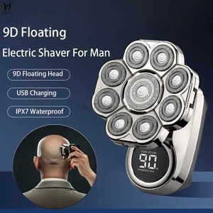 Elektriska rakare 9 Blad Multi Grooming Kit Digital Display Electric Shaver Hair Trimmer Beard Rlectric Razor Wet Dry Men Facial Shaving Machine 240329