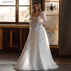 Urban Seksowne sukienki Vintage Wedding A-Line Tiul Suknie ślubne długie puff rękawy Eleganckie szaty Długość podłogi Klasyczne Vestidos de Novia 2024 YQ240329