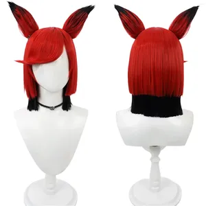 Party Supplies Anime Alastor Cosplay Wig High Quality Red Short Synthetic Straight Hair Props Halloween Carnival Costumes Accessories