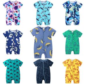 Baby Floral Printed Rompers 30 Designs Animal Heart Printed Short Sleeve Jumpsuit Boys Girls Summer Outfits Cotton 03T 046041398