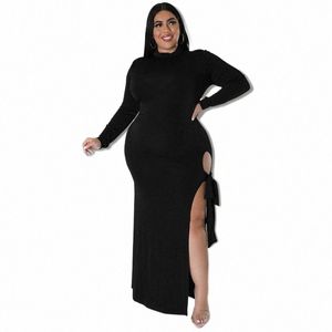 perl plus size höstkläder sexig ihålig lg maxi dr kvinnor lg hylsa fi hög slits split outfit xl-5xl 2022 w5rg#