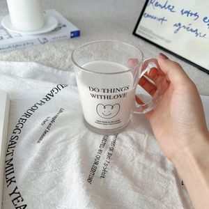 Wine Glasses 300ml Cartoon Milk Juice Coffee Mug Glass Cup Water With Handle Tea Kitchen Drinkware Practical