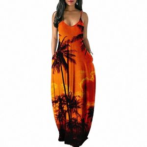 Dres elegantes para mulheres Sexy Beach LG Dr Plus Size Irregular Sleevel Spaghetti Strap Sundr C06g #