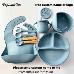 Copos pratos utensílios grátis nome personalizado dos desenhos animados pratos placa para bebê silicone utensílios de mesa otário tigela bandeja de comida sippy copo colher coisas do bebê 240329