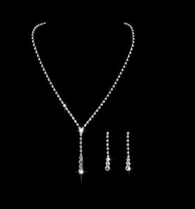 I Stock Crystal Bridal smyckesuppsättning pläterad halsband diamantörhängen bröllop smyckesuppsättningar för brud brudtärnor tillbehör 6251555