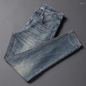 Pantaloni jeans da uomo di alta qualità vintage lavati blu elasticizzati slim fit moda casual denim Ho