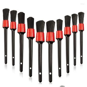 Car Cleaning Tools Wash Solutions 10 Pieces Interior Brushes Boar Hair Plastic Handle Motive Detail Engine Brush Cleaner 5 Sizes Drop Otsod