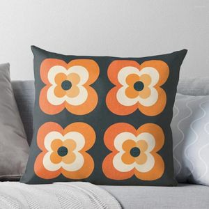 Pillow Retro Flowers - Orange And Charcoal Throw Home Decor Items Cusions Cover