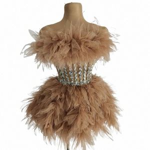 Halen Costume Fluff Sexy Rhinestes Dr Nightclub Bar DJ Performance Costumes Women Gogo Dancers Stage Outfits DN16538 B75X#