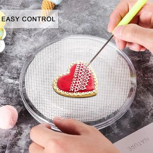 Bakningsverktyg Akryl Square/Round Cookie Turntable Mini Cake Cupcake Decorating With Anti-Slip Silicone Mat Decation Supplies 09