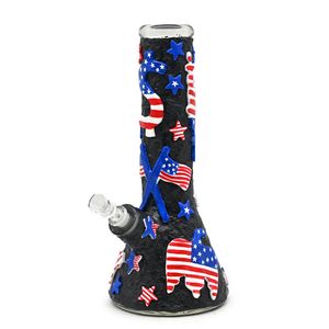 Hand Painted Colorful Polymer Clay Independence Day Theme Glass Bong,National Day,American Eagle,Glass Water Pipes,Goddess of Liberty,Home Decorations,Glass Hookah