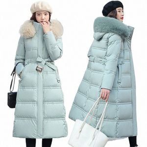 2023 New Winter Jacket Women's Parkas Thick Warm Fur Lining Lg Parka Female Hooded Fleece Padded Coat Distachable Outwear 90gp#