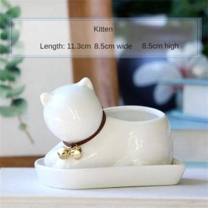 Planters Creative Flower Pot Animal Shaped Desktop Potted Planters Pot liten prydnad Söt keramisk blomkruka med bricka djur blommor kruka